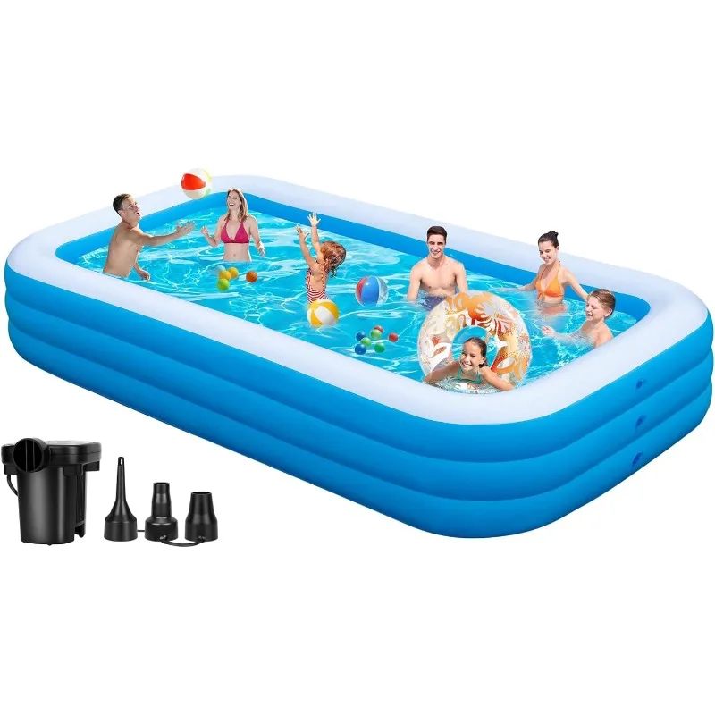 

Inflatable Pool Large - 130'' X 72'' X 22'', Oversize Blow Up Pool with Pump, Thickened 0.6mm Adult Pools for Family