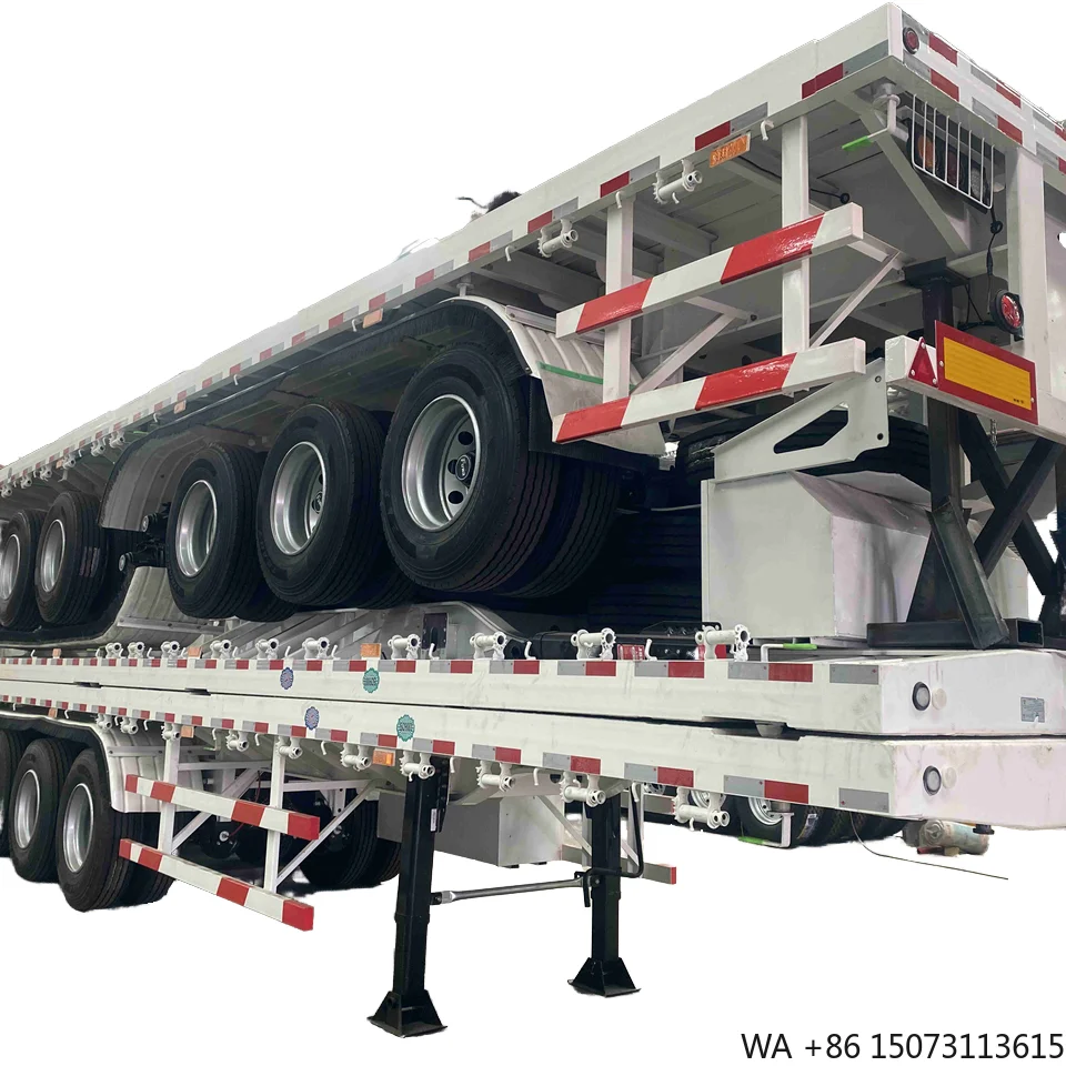 Used 20ft 50ft Flatbed Semi-Trailer 2 3 5 Axles for Shipping High Quality