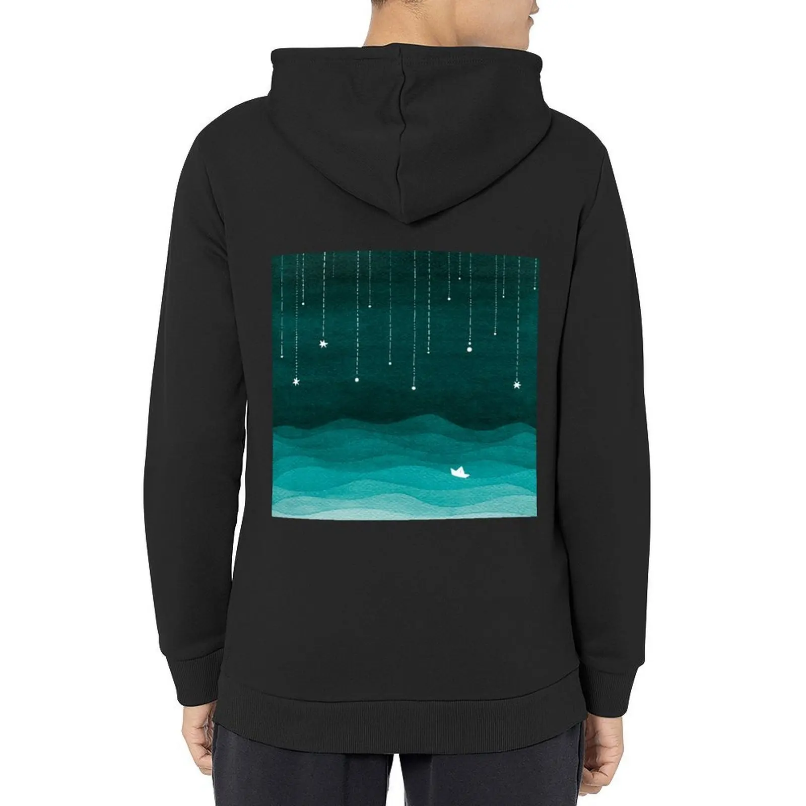 

Falling stars, teal Hoodie mens clothes hooded shirt men clothes anime clothing hoodies for men