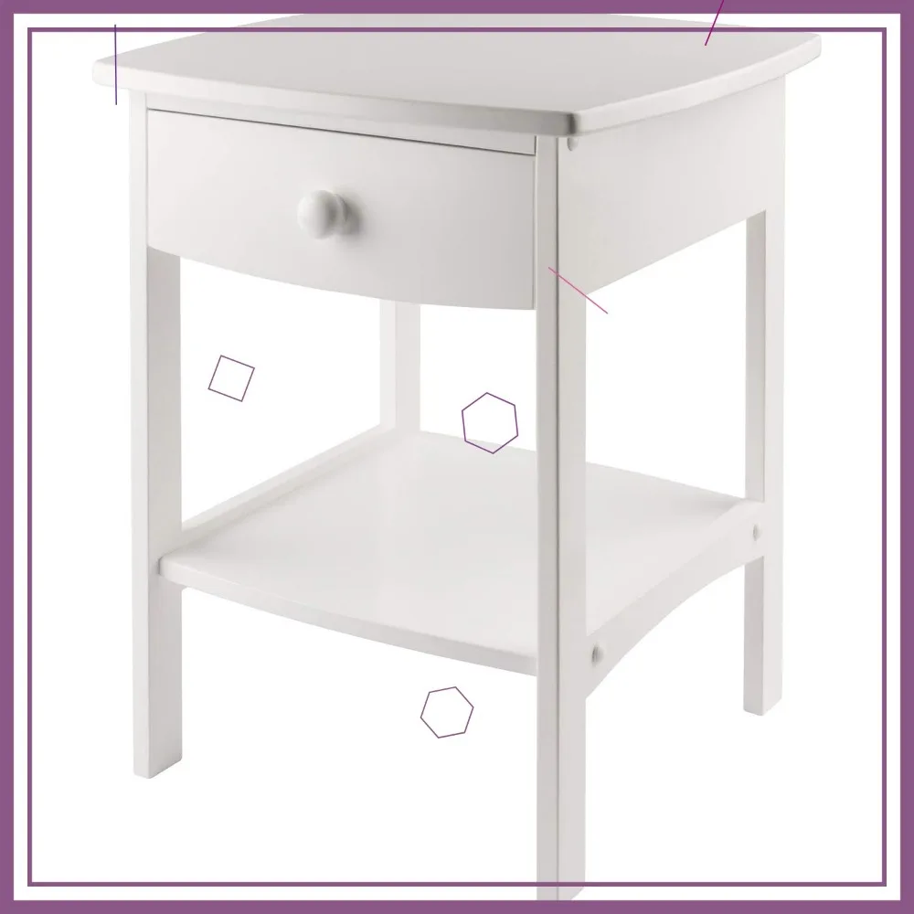 Tavolo in stile bianco con cassetto e ripiano, design curvo per la decorazione domestica, montaggio richiesto