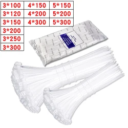 500/1000PCS/bag Self-locking Plastic Nylon Tie White Zip Wraps Strap Nylon Cable Tie Set Fastening Ring Loop Wire Wrap