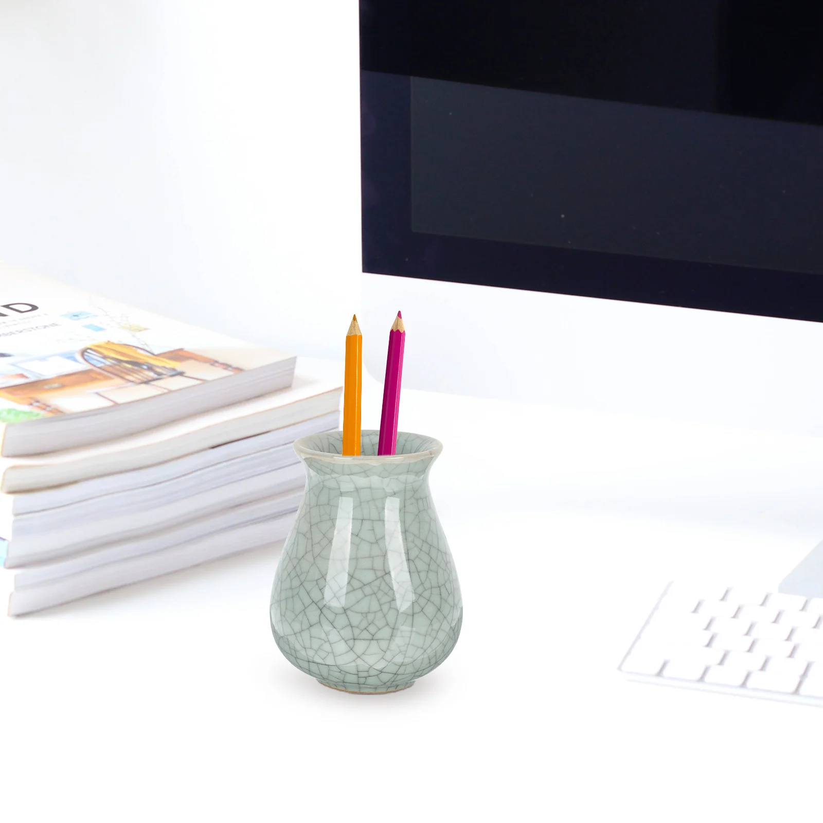

Pencil Holder for Desk Aesthetic Shaped Storage Tubs Pot Ceramic Organizer Cup