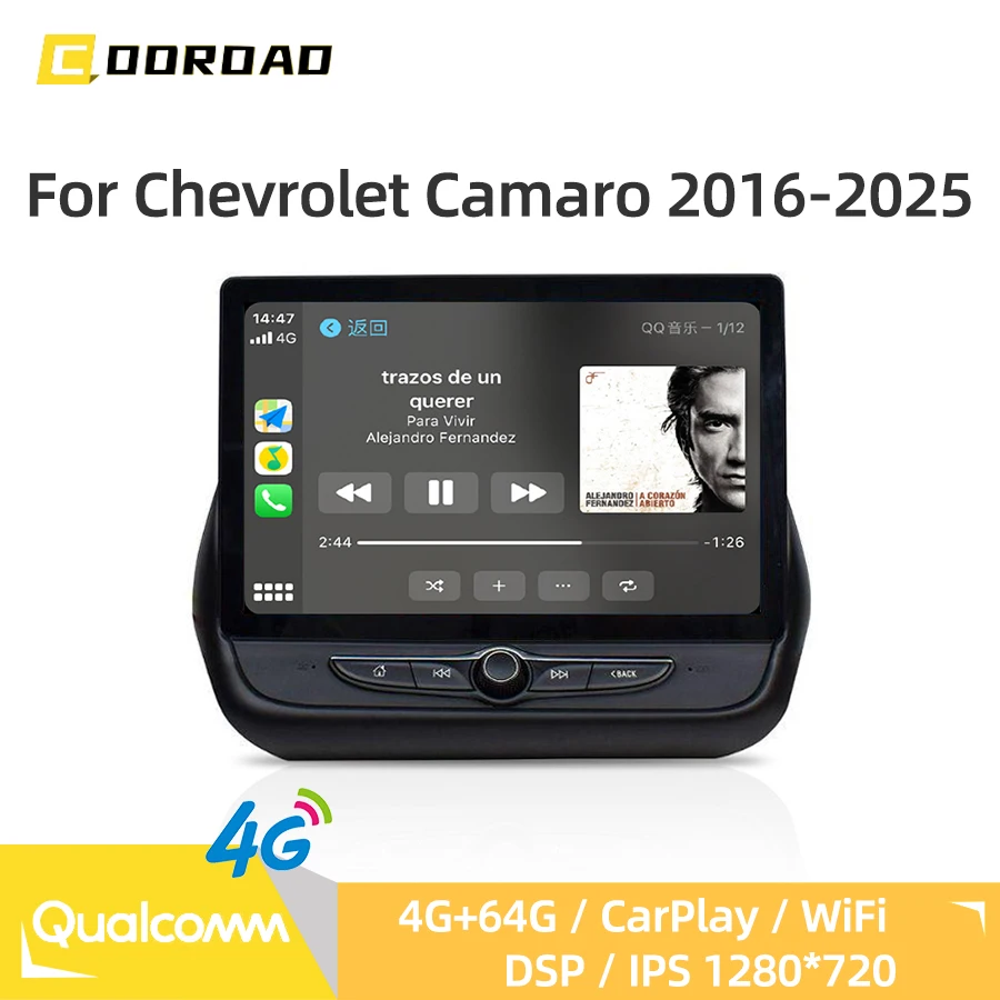 أندرويد 14.0 CarPlay اللاسلكي لسيارة شيفروليه كامارو 2016-2019 2020-2025 راديو السيارة الوسائط المتعددة مشغل فيديو نظام تحديد المواقع والملاحة 4G WiFi #2