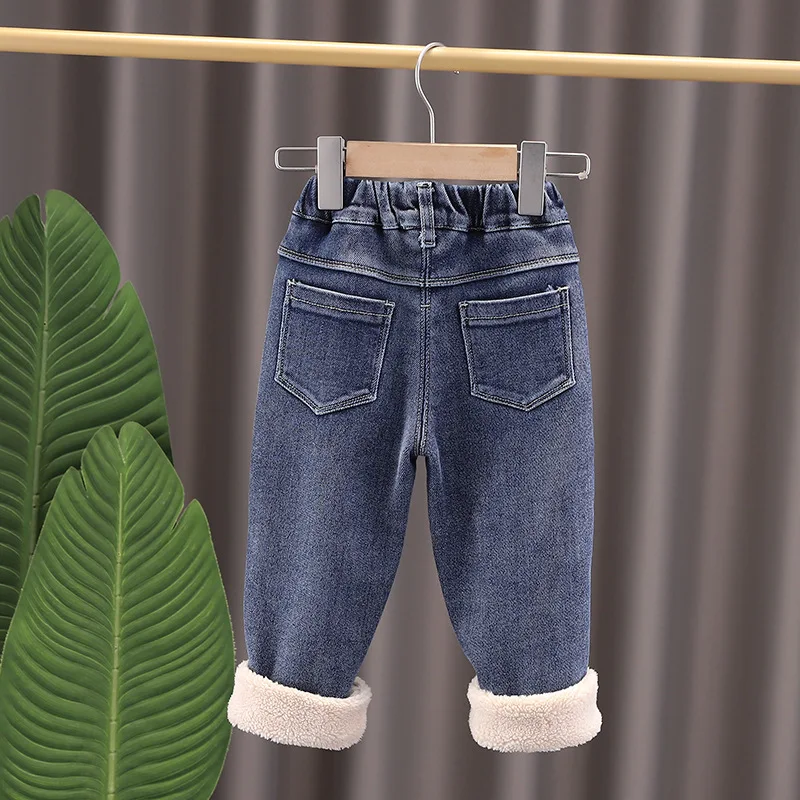 Girls Denim Pants Winter 2023 Children Thick Velvet Jeans Clothing For Baby Girl Warm Trousers Kids Leggings Toddler 1 To 6 Year