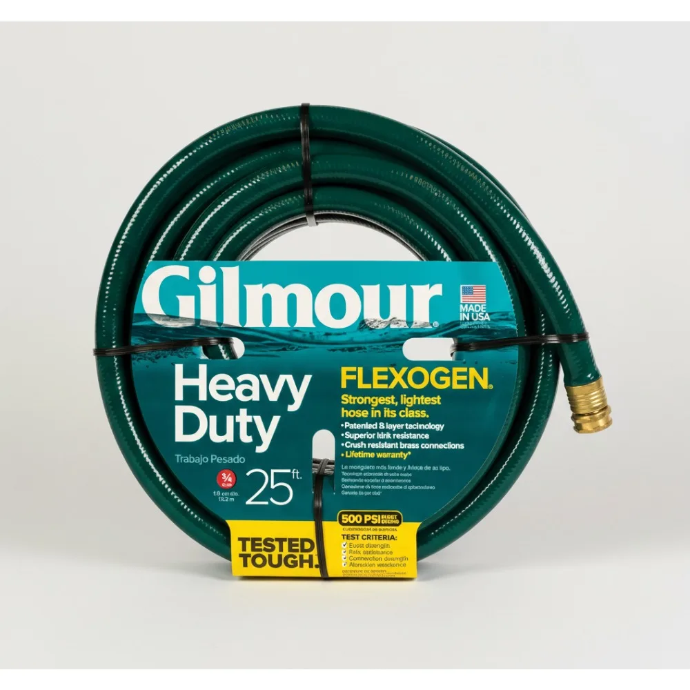 

Heavy Duty 25ft Garden Hose 3/4in Green - All Weather Flexible Watering Pipe for Home Lawn