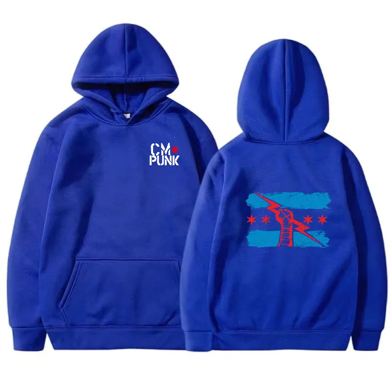 الخريف والشتاء المصارع الشهير الجديد يعود إلى CM Punk الرجال الصلبة هوديي موضة طباعة الشارع الرياضة رداء علوي غير رسمي البلوز