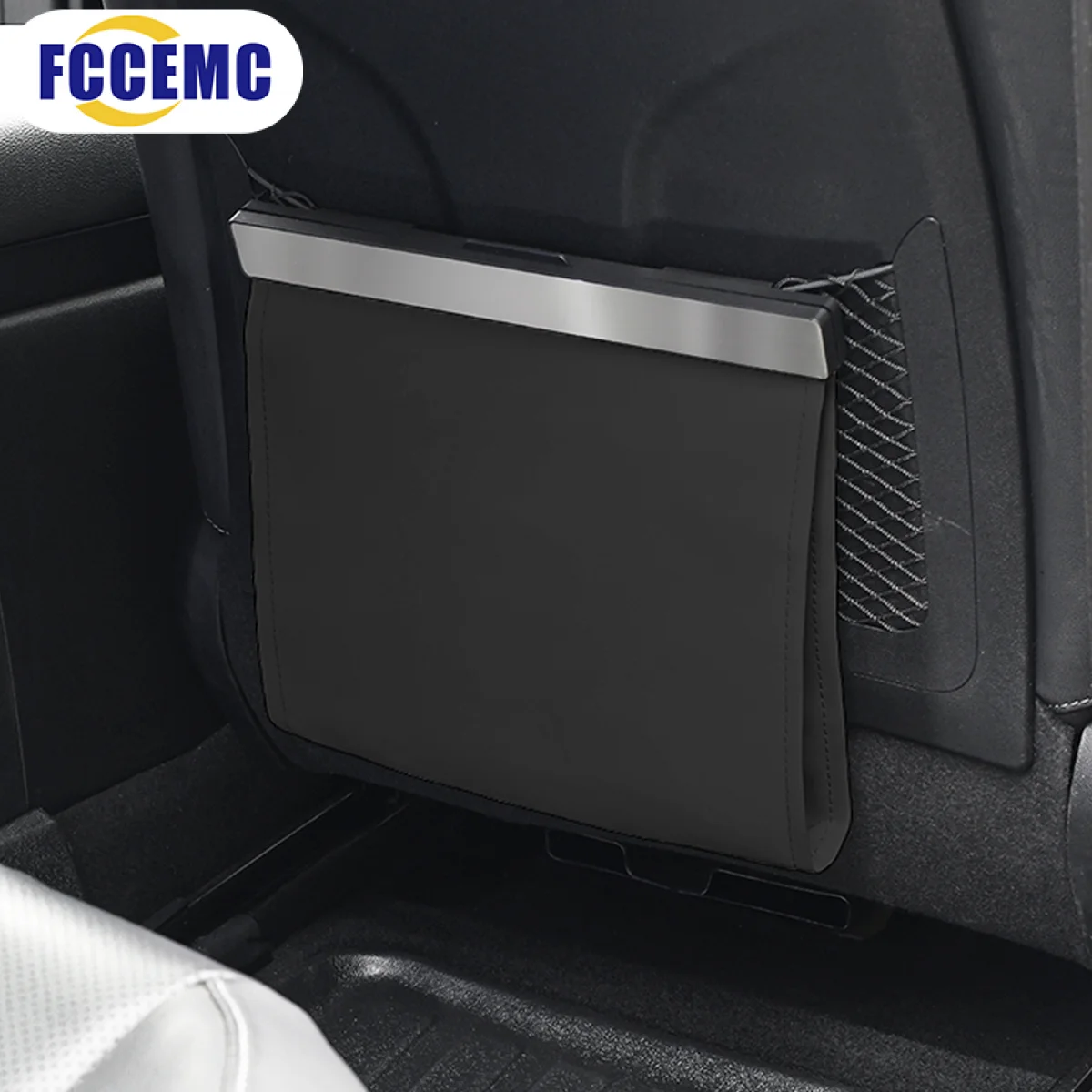 LED Car Garbage Bag Waterproof Magnetic Adsorption Trash Can Back Seat Hanging PU Leather Storage Box Pocket Leak-proof