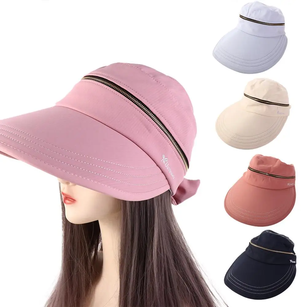 Summer Visor Hat Ladies Cycilng Big Brim Bowknot Empty Top Women Cap Removable Sun Hat Bucket Hat Fisherman Hat