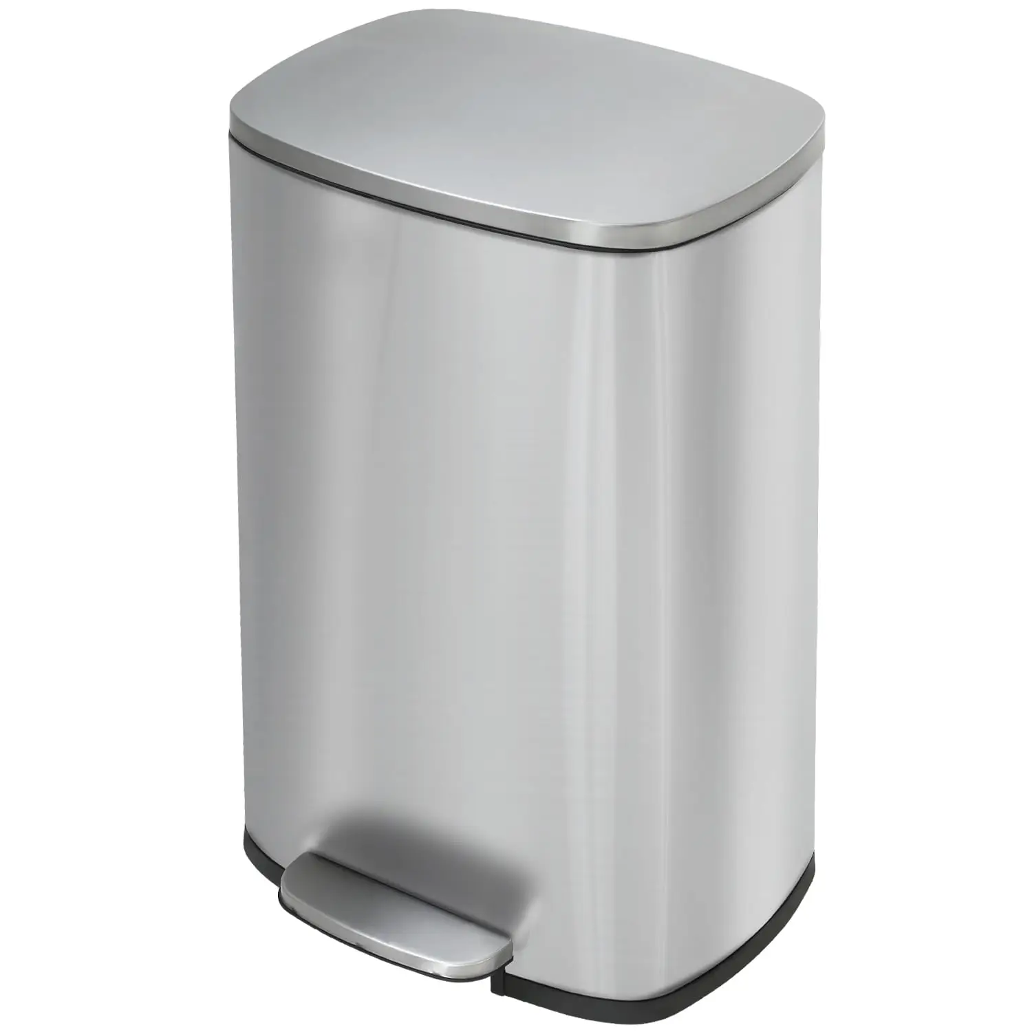 

13 Gallon Stainless Steel Recycling Bin with Lid, Removable Inner Bucket and Foot Pedal for Kitchen Office Home