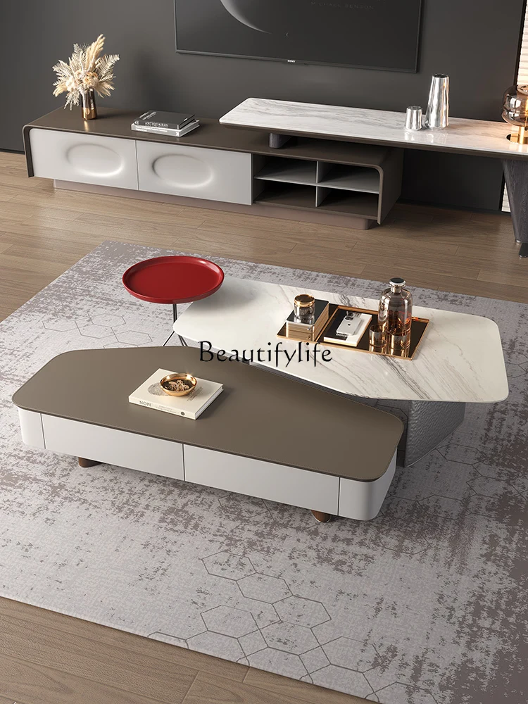 Designer Coffee Table Height Combination Creative and Slightly Luxury Advanced Modern Minimalist Marble Living Room