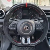 Protector de cuero de ante para volante de coche, funda personalizada para volante de coche MG ZS HS GS 5 6 RX5 RX8 ZST ZS EV 2017-2023