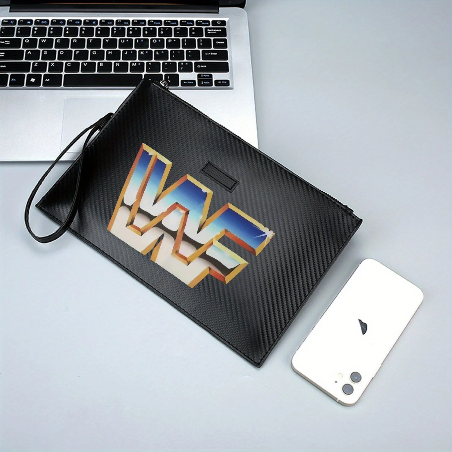 Логотип WWF с видом на небо 3D-образной формы Элегантная мужская сумка из искусственной кожи с принтом Модная и практичная для повседневной носки