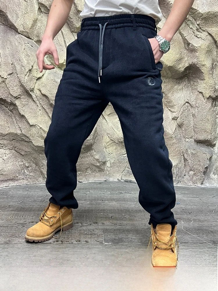 

Thiened Warmth Men's Fce Lined Casual Pants Straight Leg Cotton Blend Polyester Fiber Stretch Autumn Winter Trousers