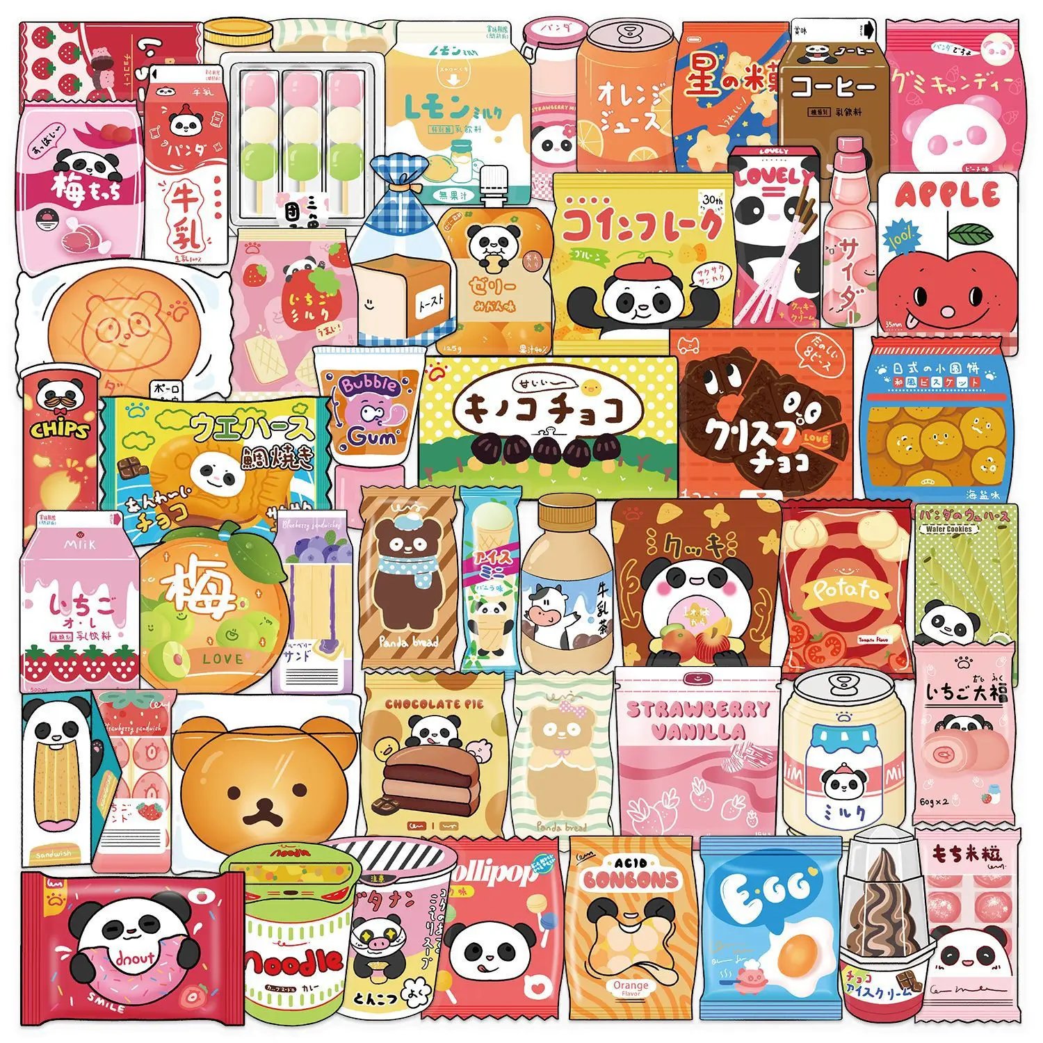 50PCS Snack Shop Graffiti Aufkleber Nette Lebensmittel Cartoon Aufkleber Für Laptop Telefon Kühlschrank Tasse Skateboard DIY Wasserdichte Aufkleber