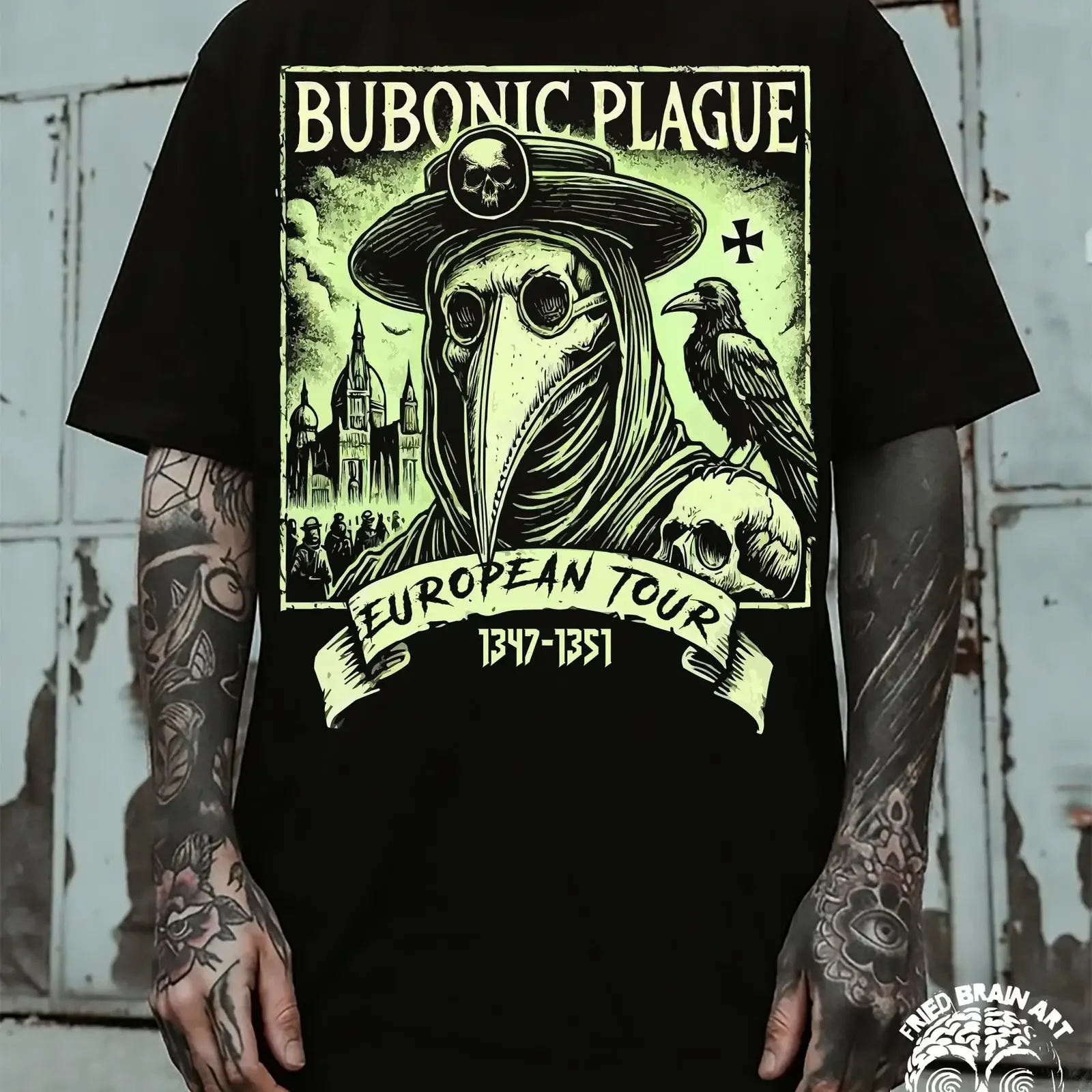 Plague Doctor T Shirt Gothic Horror Dark ArT vintage Washed fashion graphic Casual Slightly Top For Everyday Wear Comfortable