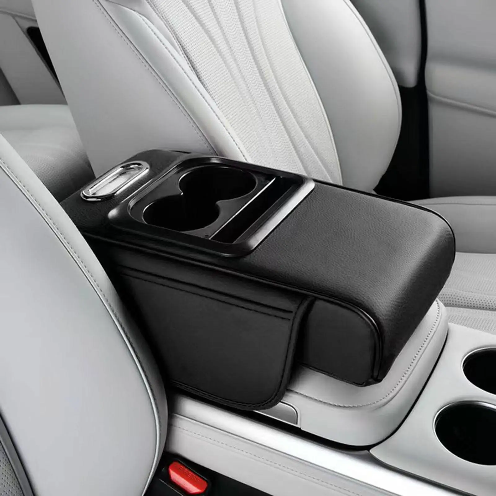 

Multifunctional Car Armrest Cushion PU Leather Box with Tissue Holder and Cup Slot for Interior Car Accessory Compact Vehicles