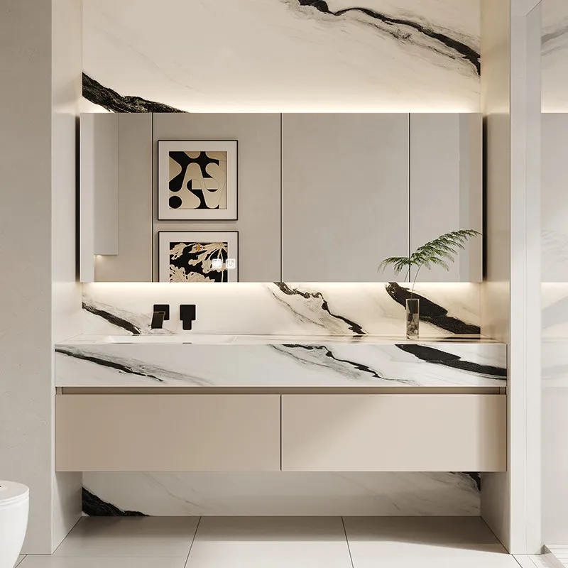 

Slate ceramic integrated bathroom cabinet combination sink washbasin bathroom sink