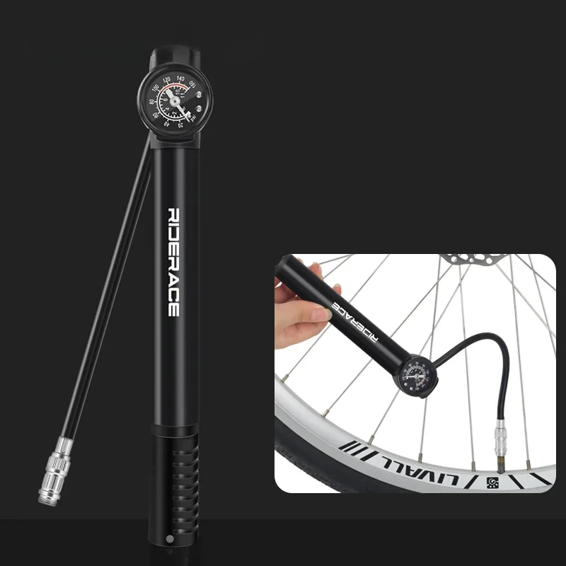 

Bicycle Inflator With Gauge Portable Aluminum Alloy Hand Tire Air Inflator MTB Road Bike Pump For AV FV Presta Schrader Valve