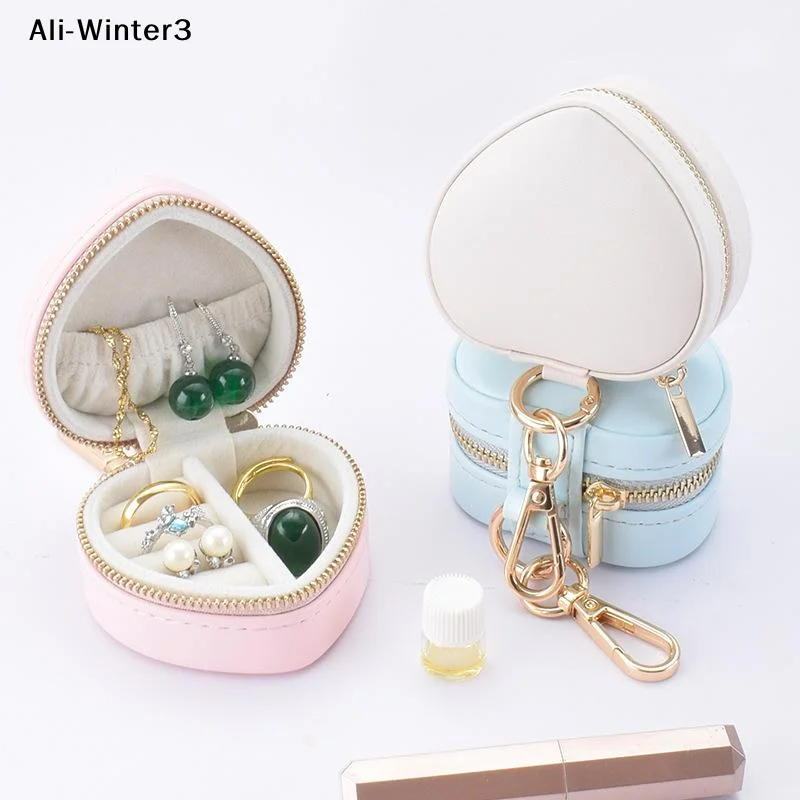 

Mini Jewelry Box Keychain Jewelry Display Earring Organizer Portable Ring Box Heart-shaped Minimalist Travel Bag Pendant