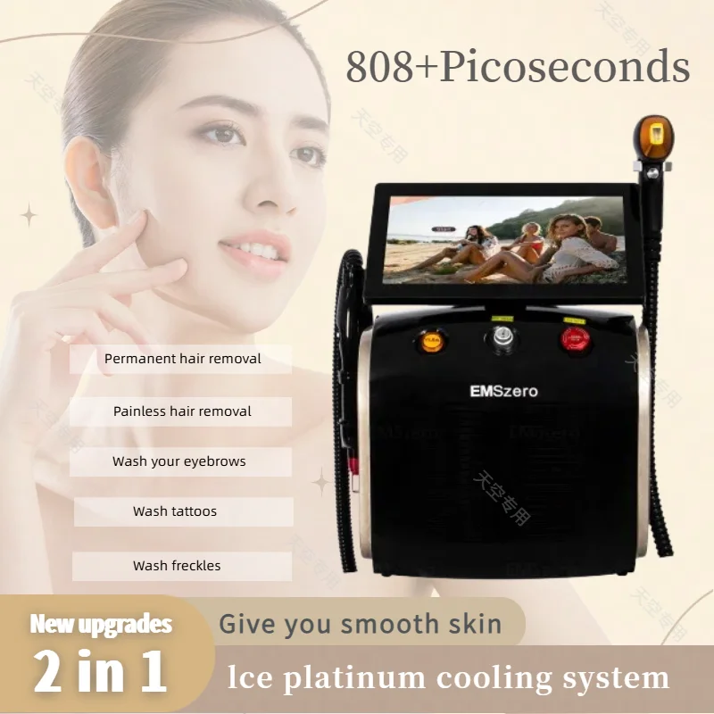 Professional 3000W Diode Laser Freezing Point Painless Hair Removal Picosecond Laser Tattoo Removal 2 In 1 Machine