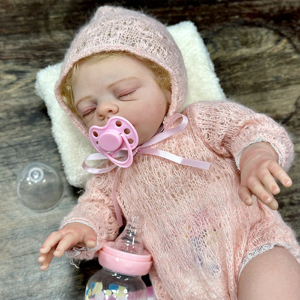 43CM Already Finished Bebe Reborn Dolls Freya Newborn Sleeping Baby Soft Cuddly Dolls Lifelike Painted Doll Implant Eyelashes