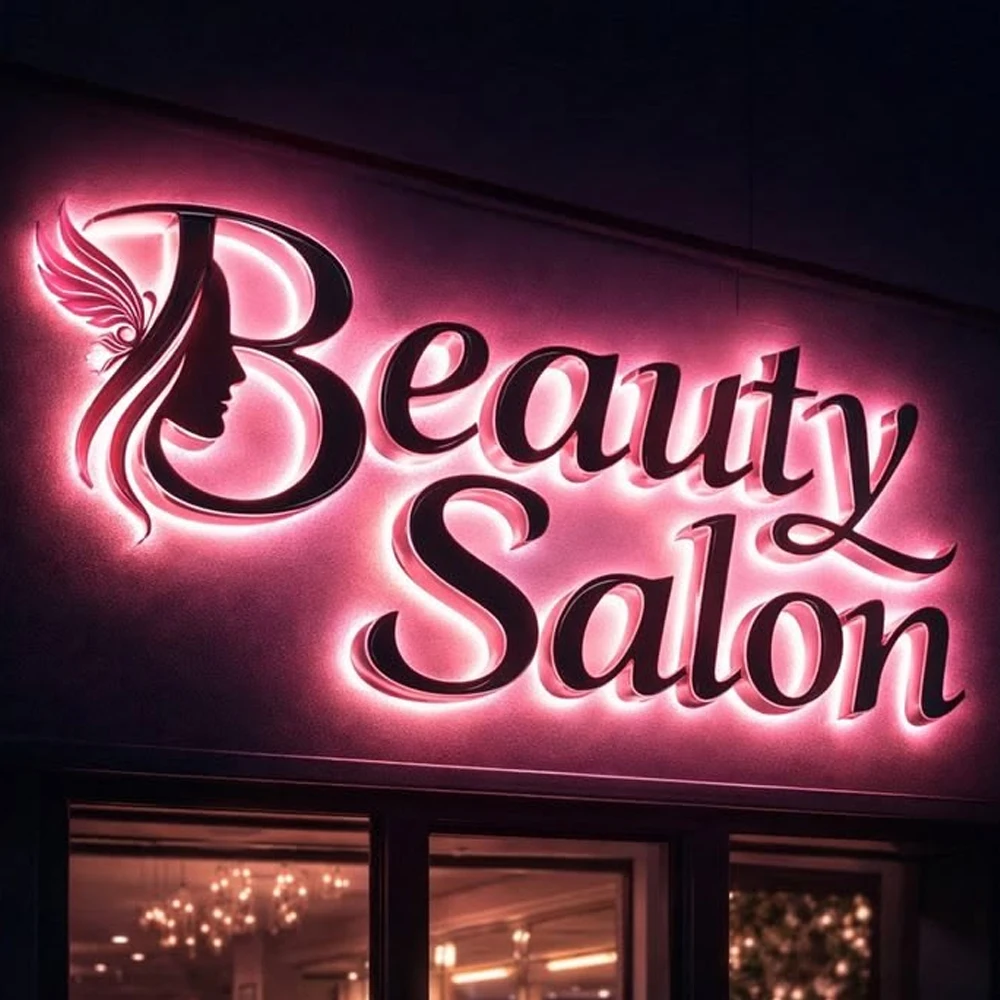 

Custom Business Metal Frontlit Signboard Laser cut Metal Sign 3D Logo Personalize Sign for shop Salon Hotel Indoor/Outdoor Decor