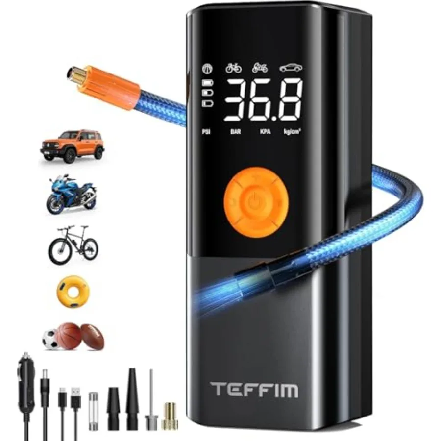 

Tire Inflator Portable Air Compressor Air Pump for Car Tires with LED Light Cordless Tire Pump with Pressure Gauge Tire Inflato