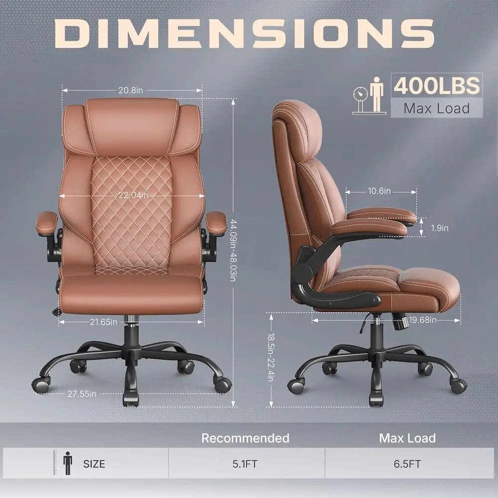 Oice Chair-Executive High Back Breathable Comy Desk Chair with lip-up Armrests Lumbar Support-Ergonomic Leather Rolling Swivel C