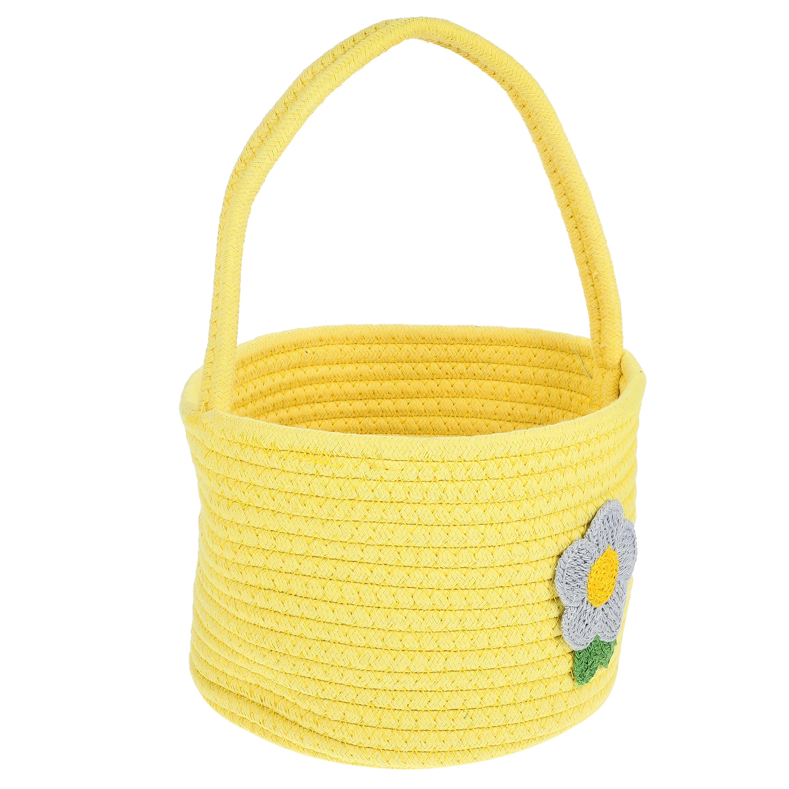 

Cute Cartoon Cotton Rope Storage Basket Yellow Portable H held Girls Flower Woven Home Decor Photography Prop ganization