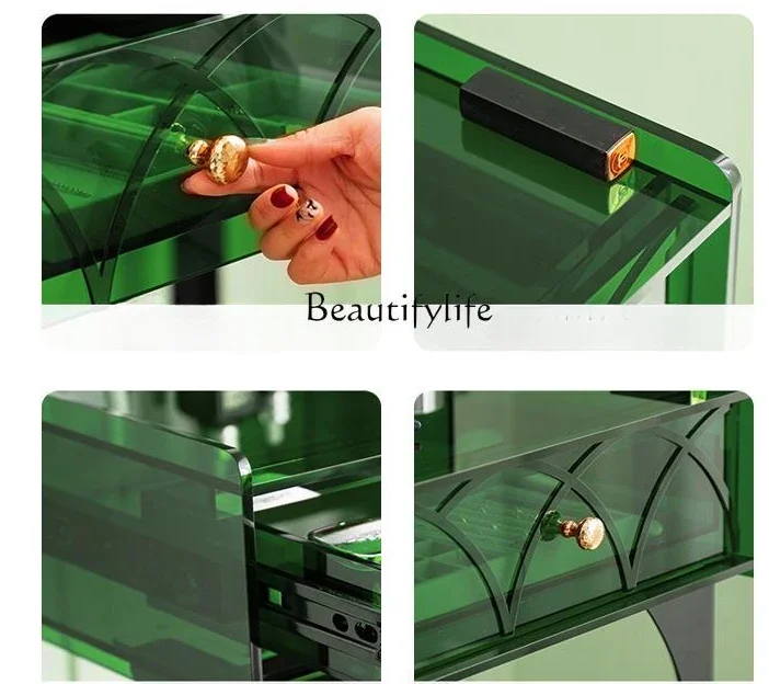 

yj7 Gray square makeup table, bedroom simple modern small bedside acrylic makeup table