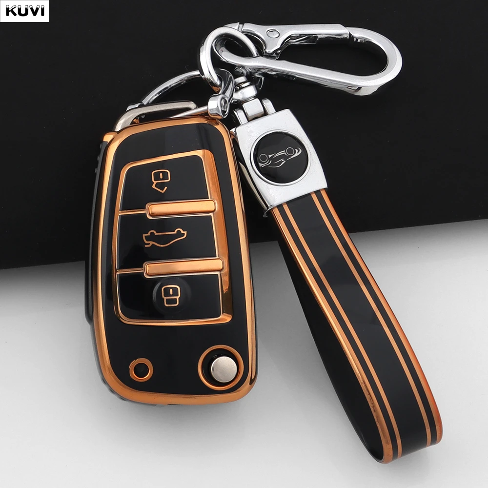 Mode TPU Auto Flip Schlüssel Fall Abdeckung Für Audi A1 A3 A6 A6L Q2 Q3 Q7 TTS R8 S6 RS3 Schutz schlüsselbund Halter Fob Zubehör