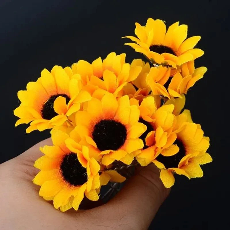 

5PC Fashion Yellow Flower Hair Pin Clips U-shaped Hair Clips Sunflower Bridal Wedding Hair Jewelry Accessories for Holiday Party