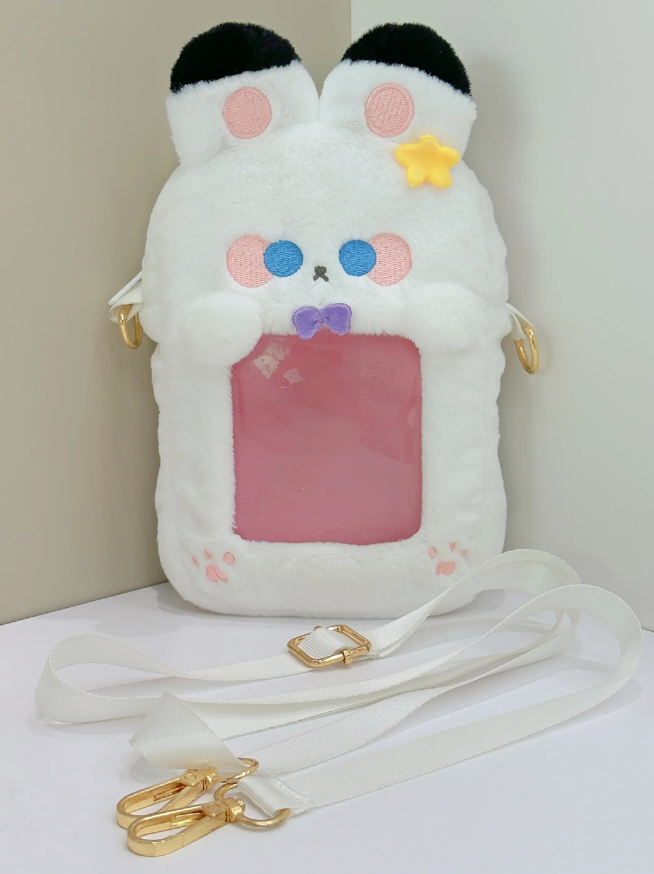 Anime jogo amor e espaço profundo kawaii orelha de coelho transparente itabag cosplay bonecas de pelúcia saco mensageiro sacos presente 20cm