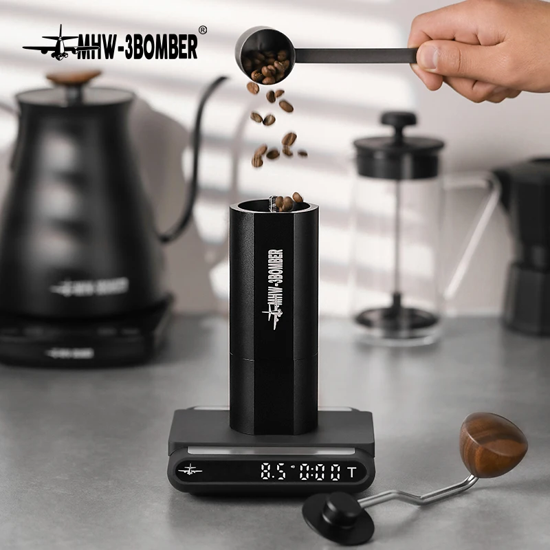 MHW-3BOMBER 38mm Manual Coffee Grinder with Magnetic 7 Core Stainless Steel Burr 24 Adjustable Settings Home Barista Accessories