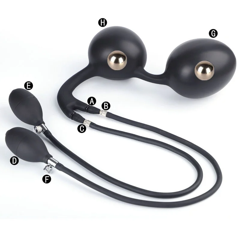 Double Channel Inflation Anal Plug With Steel Beads Anal Dilator Anus Expansion Butt Plug Prostate Massager Bdsm Gay Dildo Pump