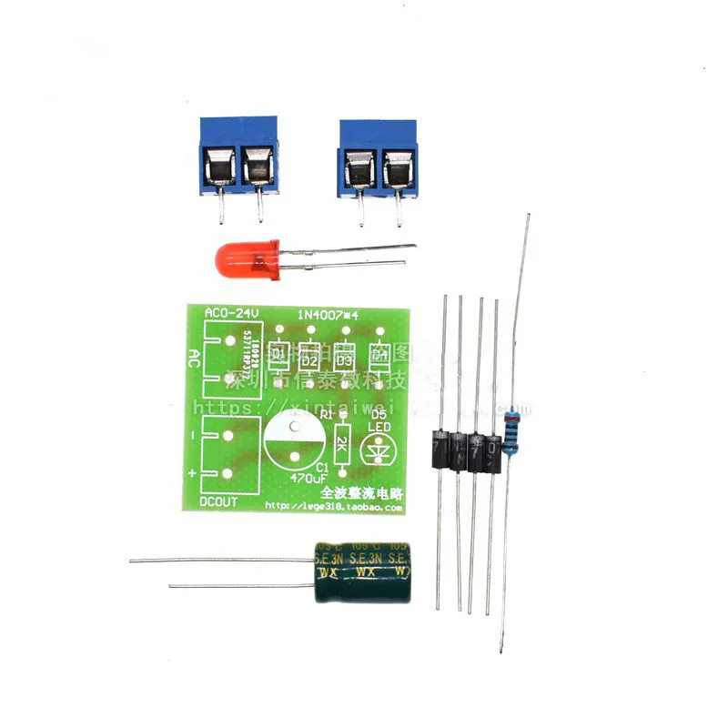 1N4007 Bridge Rectifier AC to DC Power Converter Full Wave Rectifier Circuit Board Kit Parts