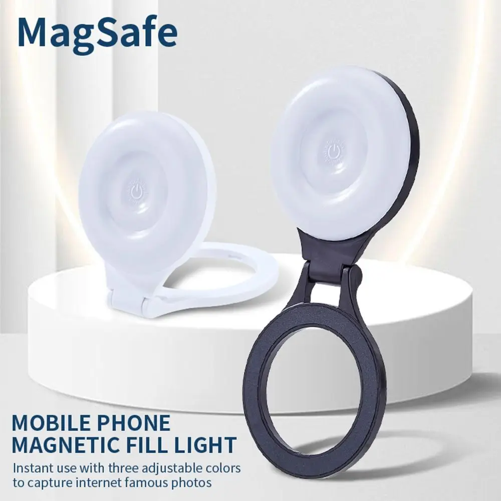 ปรับแม่เหล็กโทรศัพท์เติมแสง 3 สี Soft Light Selfie แหวนโคมไฟโคมไฟถ่ายภาพสําหรับ Vlog แต่งหน้าสดสตรีมมิ่ง