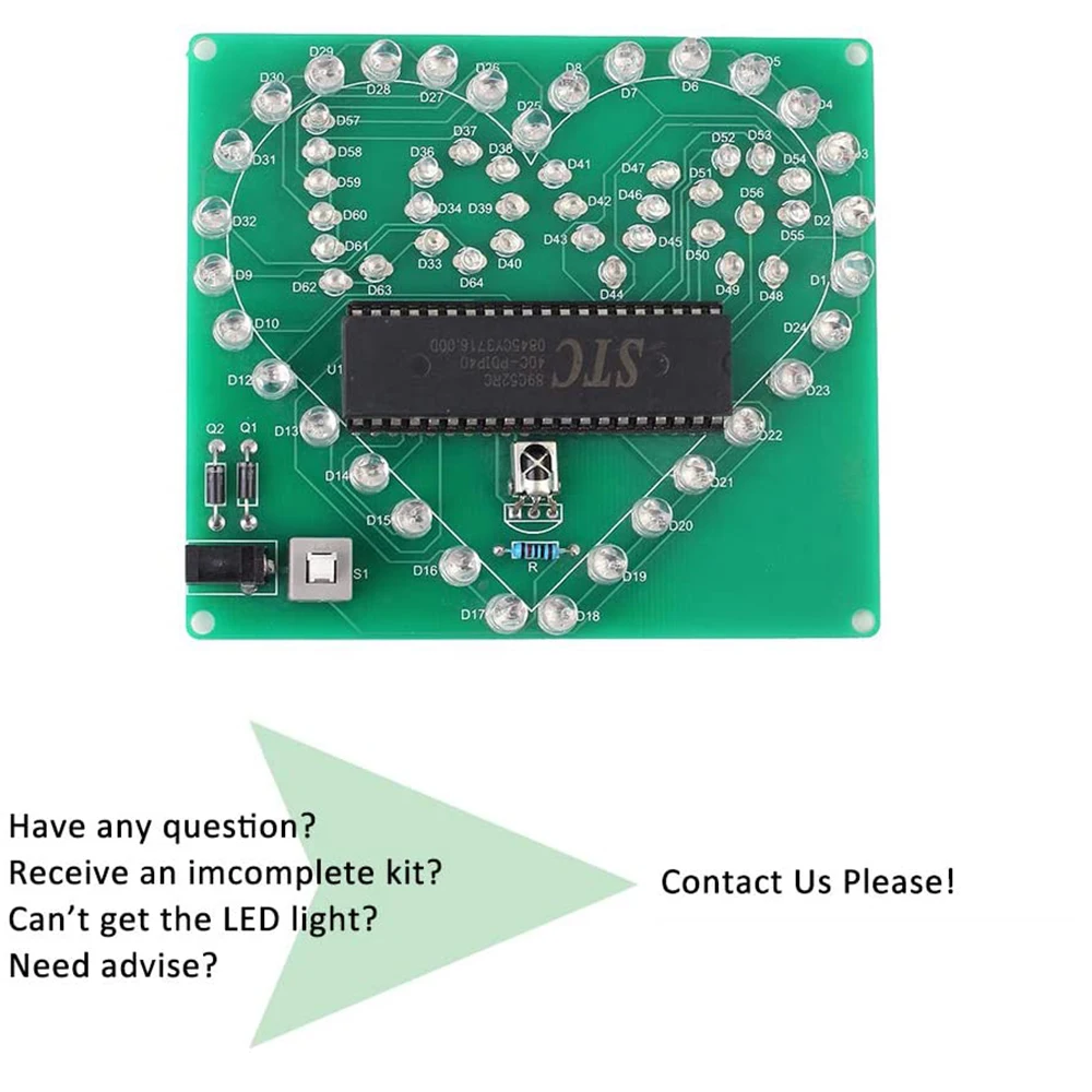 DIY Electronic Kit LED Flashing Heart Love Glowing Colorful Light Suite Soldering Practice For School Student STEM Teaching