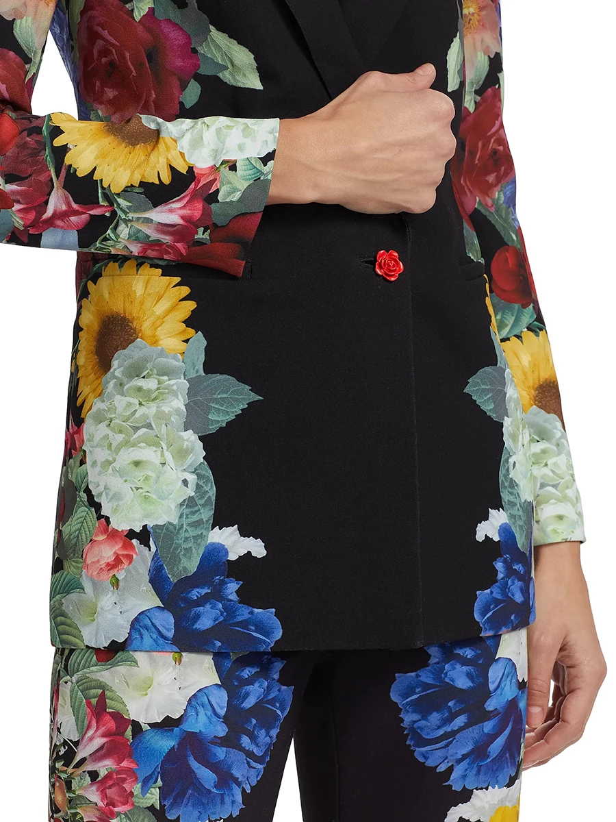 VGH Formale Druck Zwei Stück Set für Frauen Revers Langarm Verstärktes Chic Botton Blazer Hohe Taille Hose Anzug Weibliche Kleidung