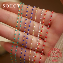 Real 925 Sterling Silver Colorful Bead Minimalist Round Charm Bracelets for Women Cute Fine Jewelry Geometric Accessories