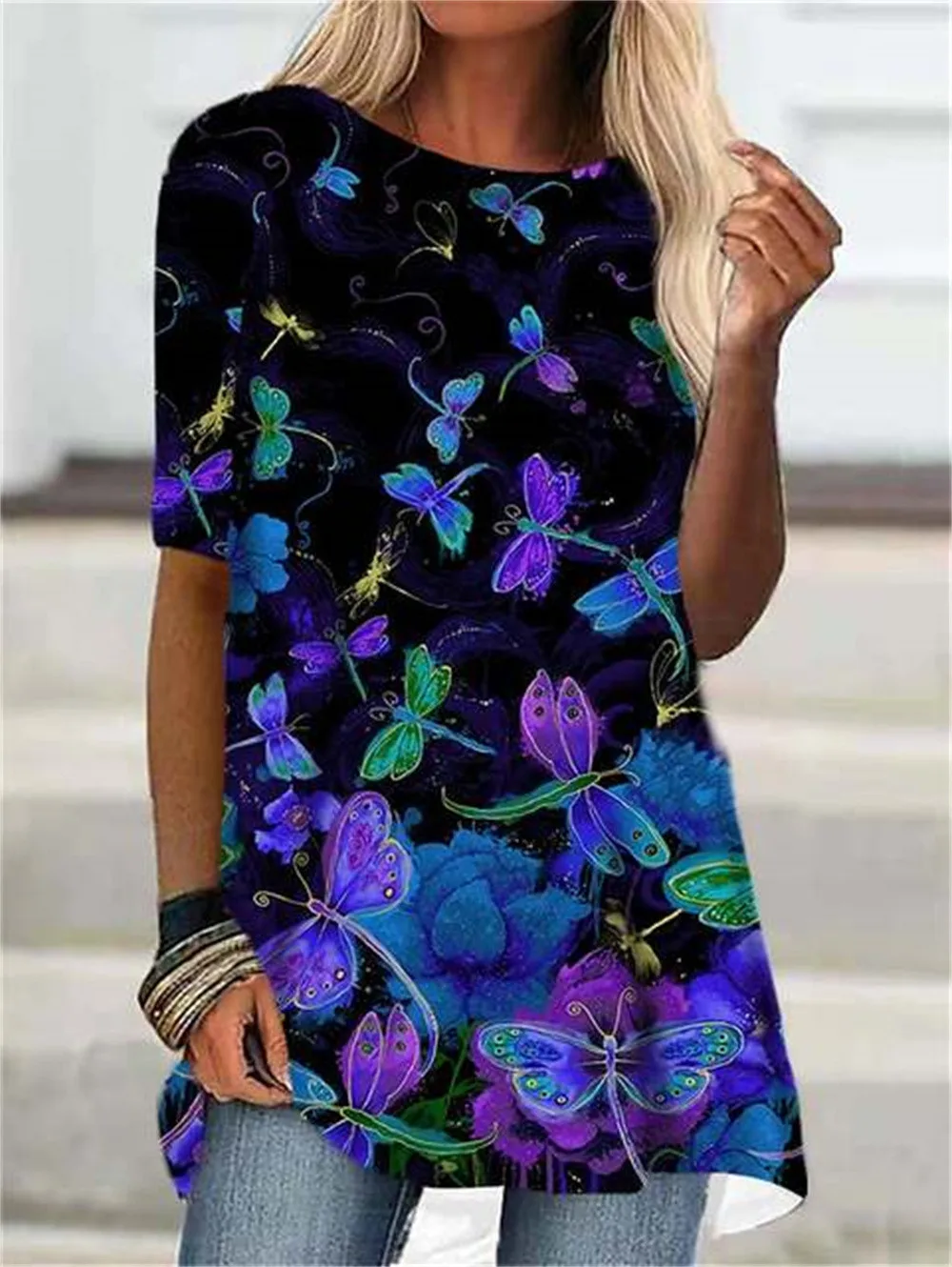 Women\'s Floral T Shirt 3d Printed Women Fashion Short Sleeve T-shirt Women\'s T-shirt Summer elegant Long Tshirt Women\'s Clothing