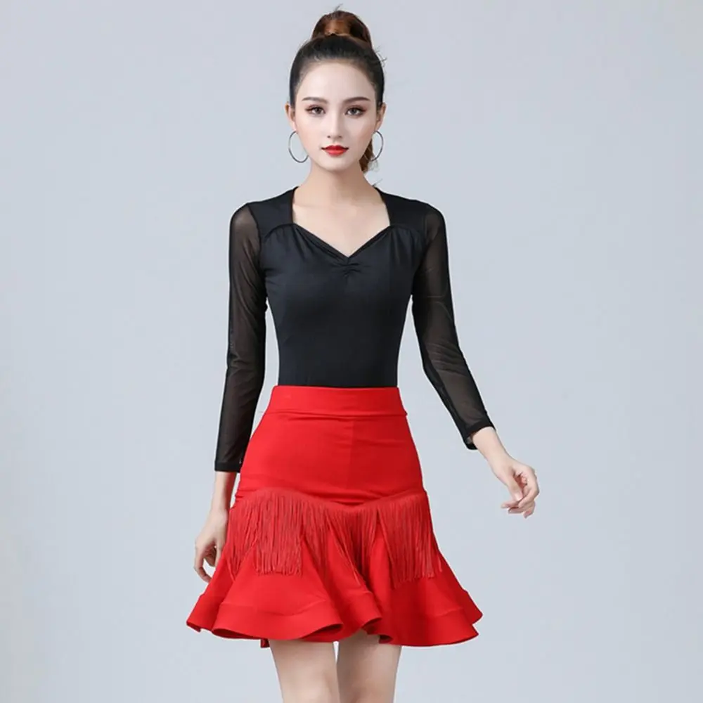 Profesjonalna spódnica do tańca latynoamerykańskiego z frędzlami, strój do chacha, spódnica do rumby, krótki kostium sceniczny, spódnica do tańca towarzyskiego dla kobiet