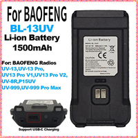 For BAOFENG Walkie Talkie Battery BL-13UV 1500mAh DC7.4V for BF-UV13 UV-13Pro UV5R P15UV Two Way Radios Support Type-C Charge