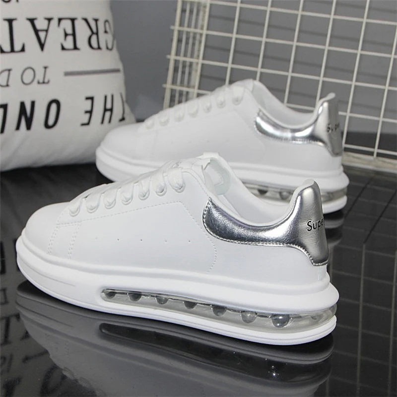 Brand couple air-cushion white shoes for men, trendy sports sneakers for women, versatile white shoes, luxury tennis shoes