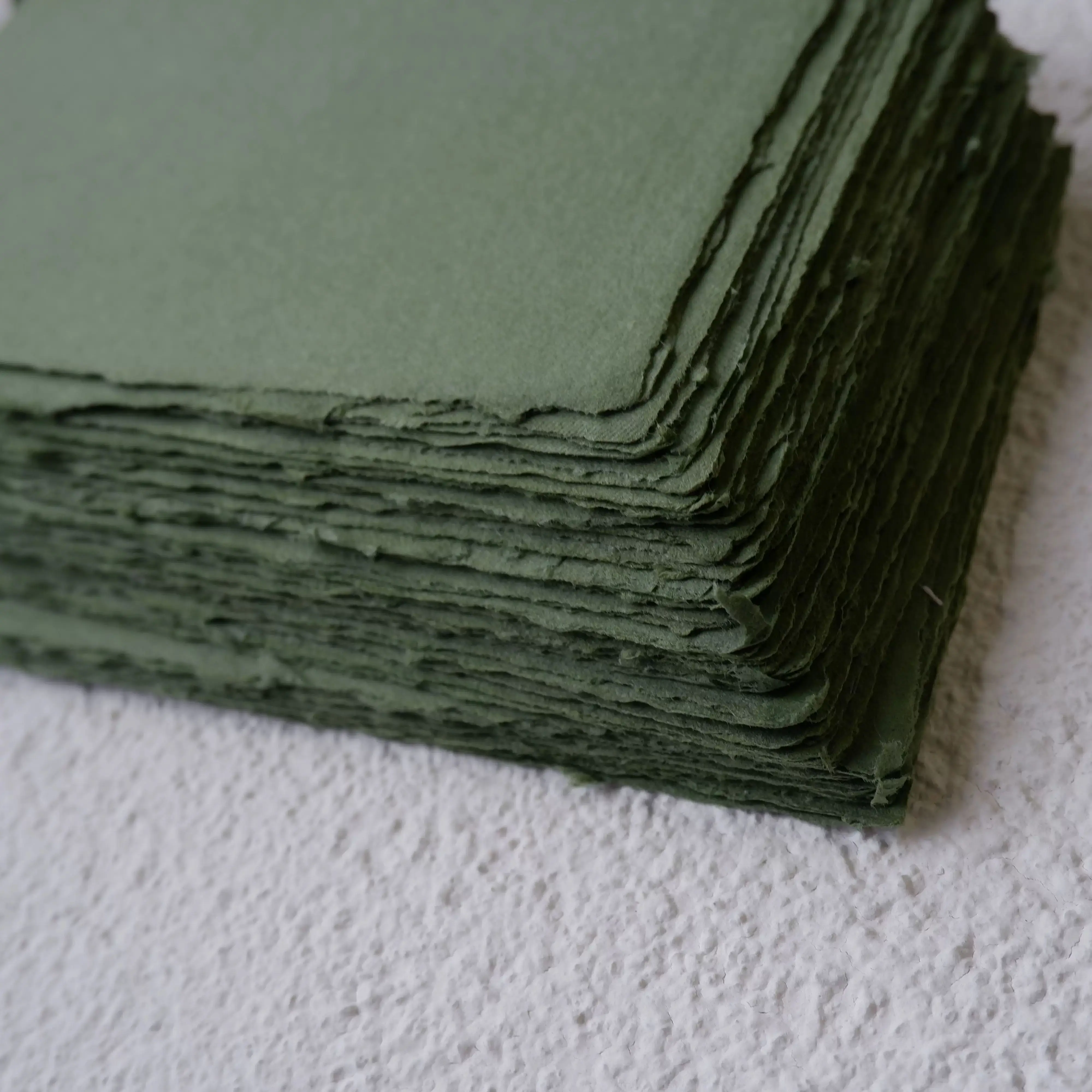 

Watercolor Paper Green Natural Letterpress Handmade Hand Torn Rough Edge Paper for Envelops Business Cards Invitations