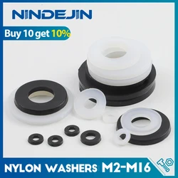 Black White Nylon Flat Washers Gaskets M2 M2.5 M3 M4 M5 M6 M8 M10 M12 M16 Plastic Plain Sealing Washer Spacer for Faucet Pipe