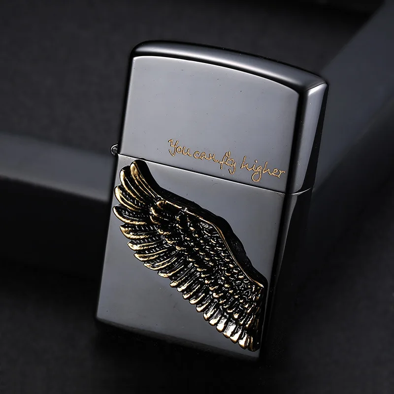 CHIEF Angel Wings Windproof  Lighter Men's Personalized Retro Creative Brass Cigarette Lighter Holiday Gift Wholesale