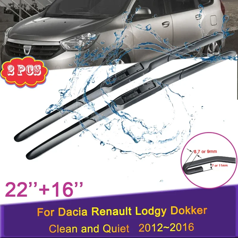 

For Dacia Renault Lodgy Dokker 2012~2016 2013 2014 Front Windscree Windshield Wipers Rubber Wiper Blades Car Sticker Accessorise