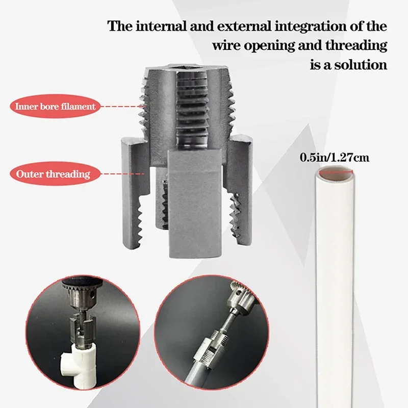 Multifunctional PVC Pipe Threader Tool for Electric Drill, Home Improvement Tool for Internal and External Threading