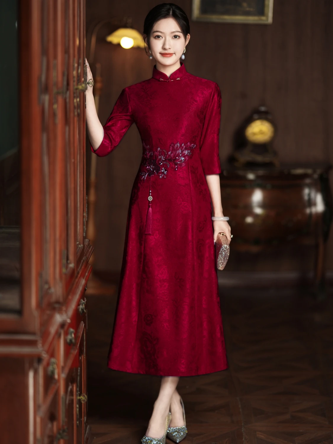 

Свадебное платье для матери невесты и весеннее платье на День святого Валентина, новинка 2026 года, длинное, в винтажном стиле, Po...